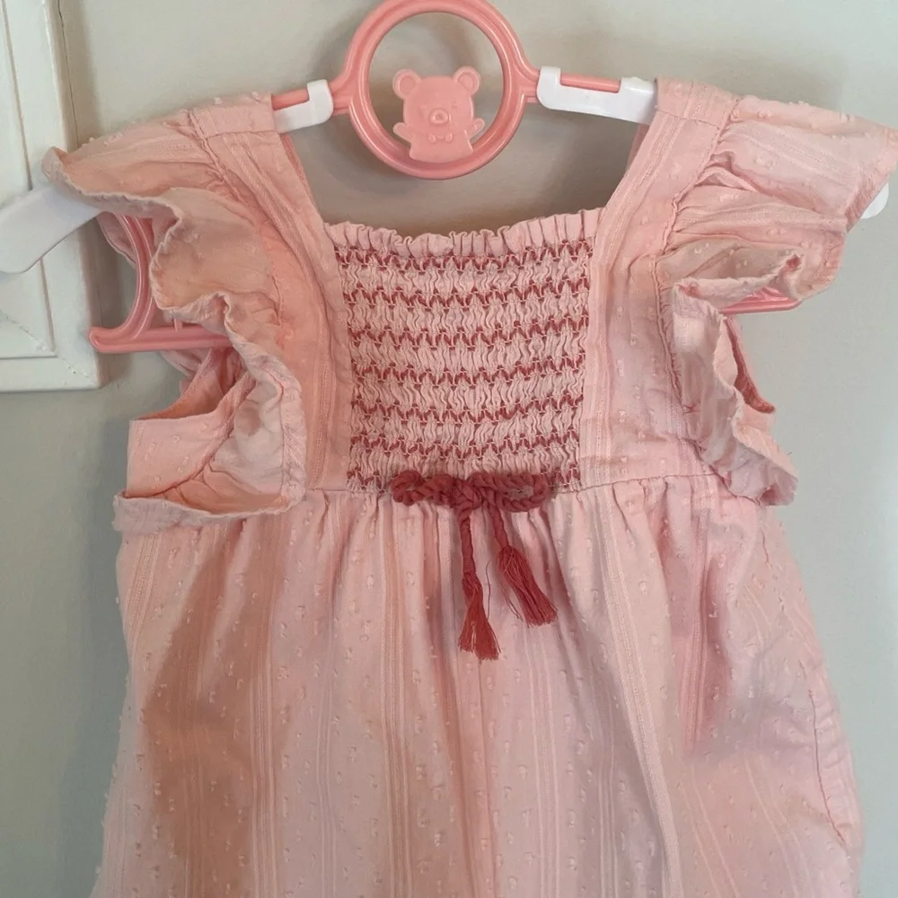 Mayoral Smocked Cotton Baby Girls Play Romper Peach Size 6 Months
